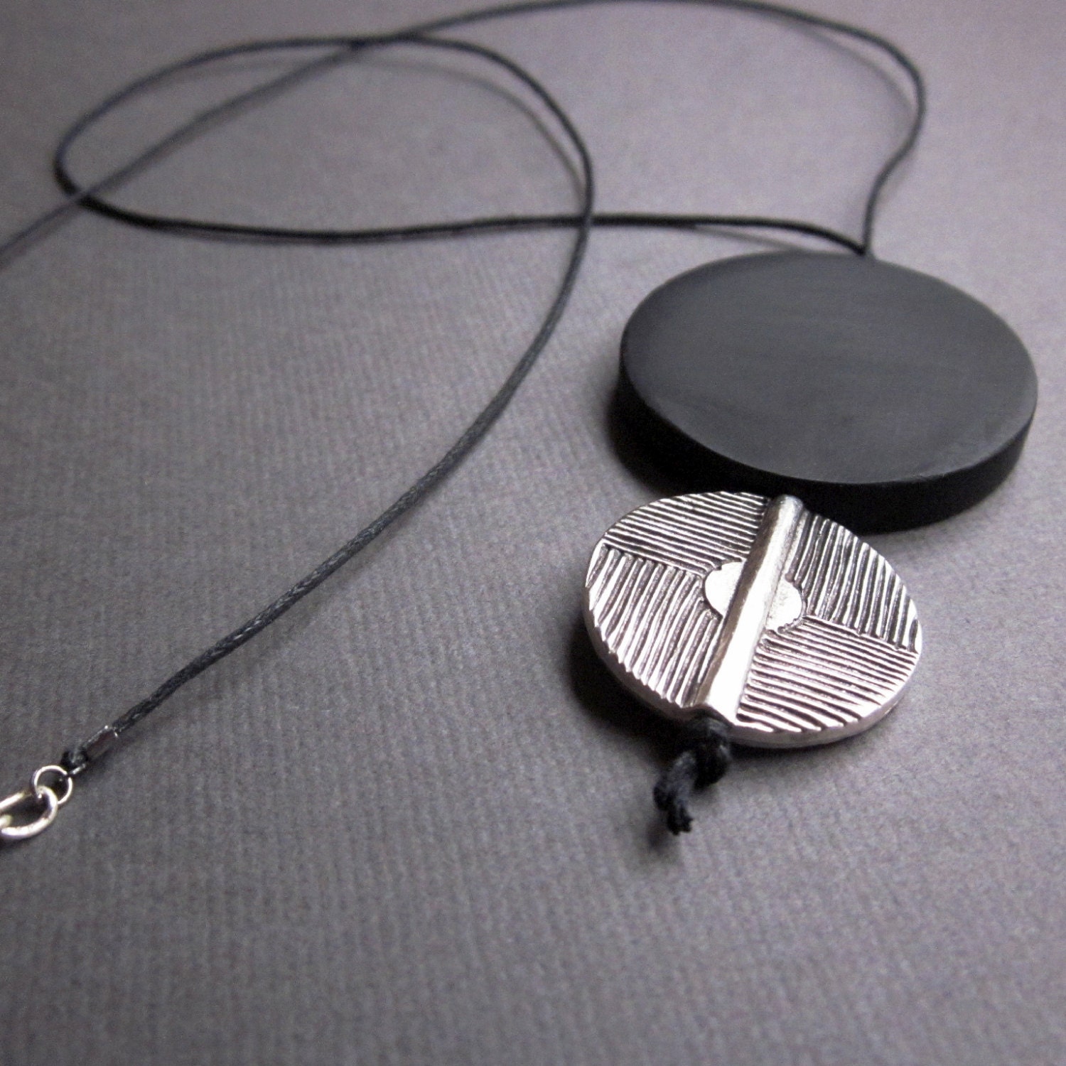 long black resin with silver - the finn necklace