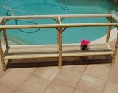Vintage Faux Bamboo and Cane Console Table Cottage Palm Beach Style at Retro Daisy Girl
