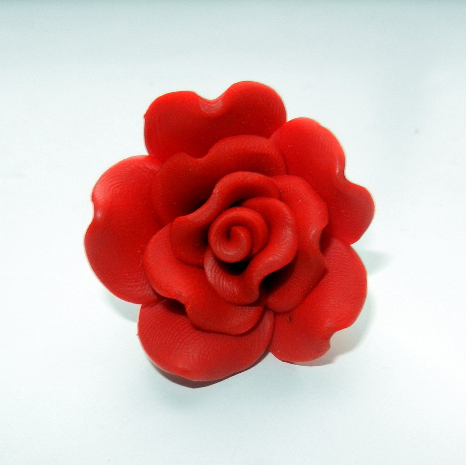 Statement  Rose Clay Flower Ring