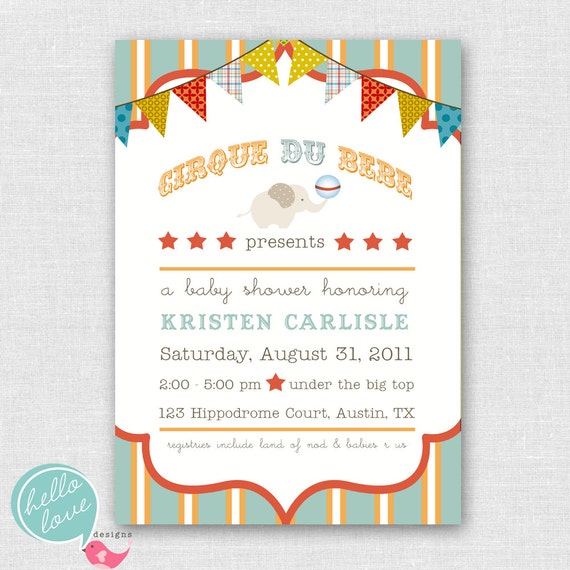 cirque du bebe circus baby shower invitation by hello love designs Il_570xn