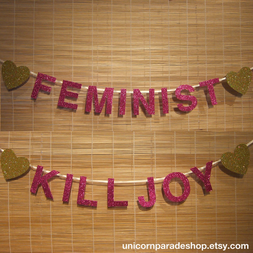 Custom Colour "Feminist Killjoy" Glitter Banner, New Colours Available