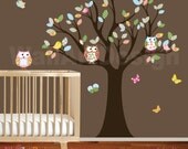 Vinyl Wall Decal Stickers Owl Tree Set Nursery Girls Baby