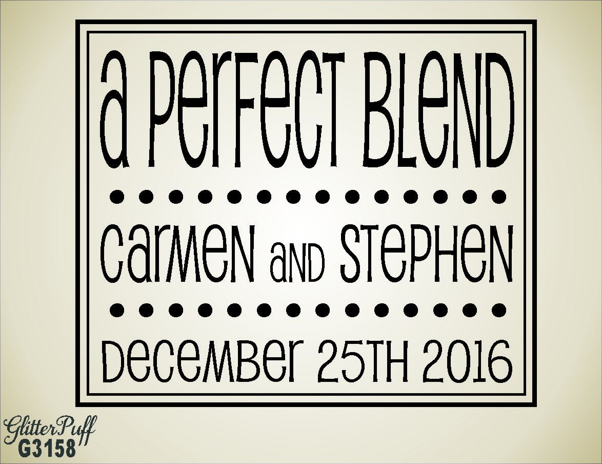 A Perfect Blend Rubber Stamp Custom 3 x 3 - Coffee Bag Sack Weddings DIY Wedding - (g3158) Mounted or Unmounted Die Only