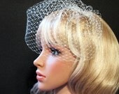 Ivory Birdcage Veil Embellished with Half Pearl Flatback Cabochons