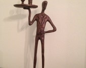 Vintage Bronze Figurine Waiter Statue  Sommelier Bastille Day Celebration by Modern Logic