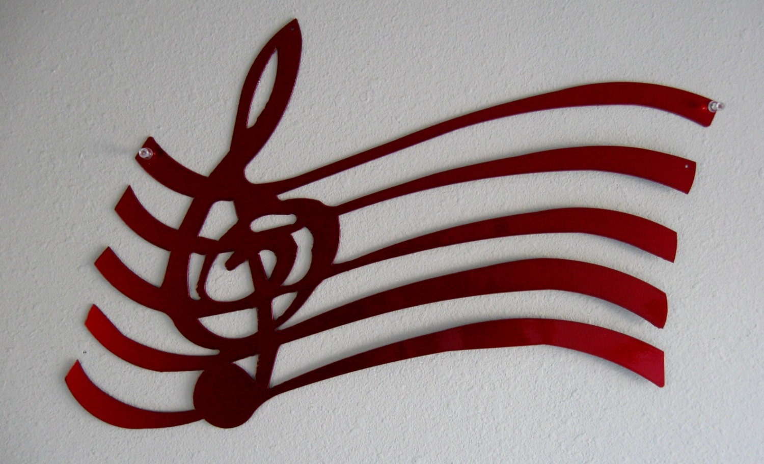 Treble Clef  Metal Wall Home Decor Kandy Red