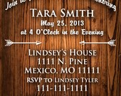 Double Sided Bridal Shower Invitation Printed or PDF Download