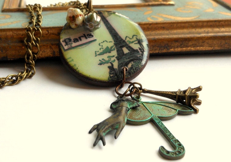 Paris Necklace,Paris Jewelry,Long Necklace,Paris Charms