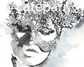 Original Watercolour Painting. Titled: Inklace mask 2