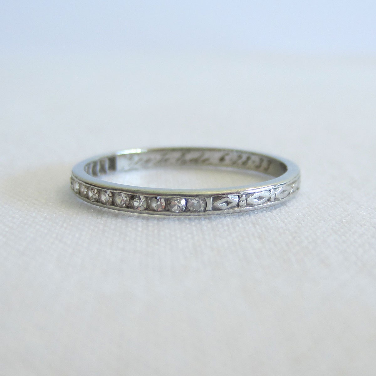 Beautiful Diamond Wedding Ring. Half Eternity Diamond Ring in White Gold, Circa 1930s.