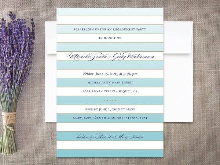 Engagement Invitations, Ombre Stripes
