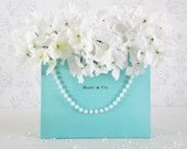 Tiffany & Co. Inspired Personalized Gift Bags w/Pearl Strands (S/2)