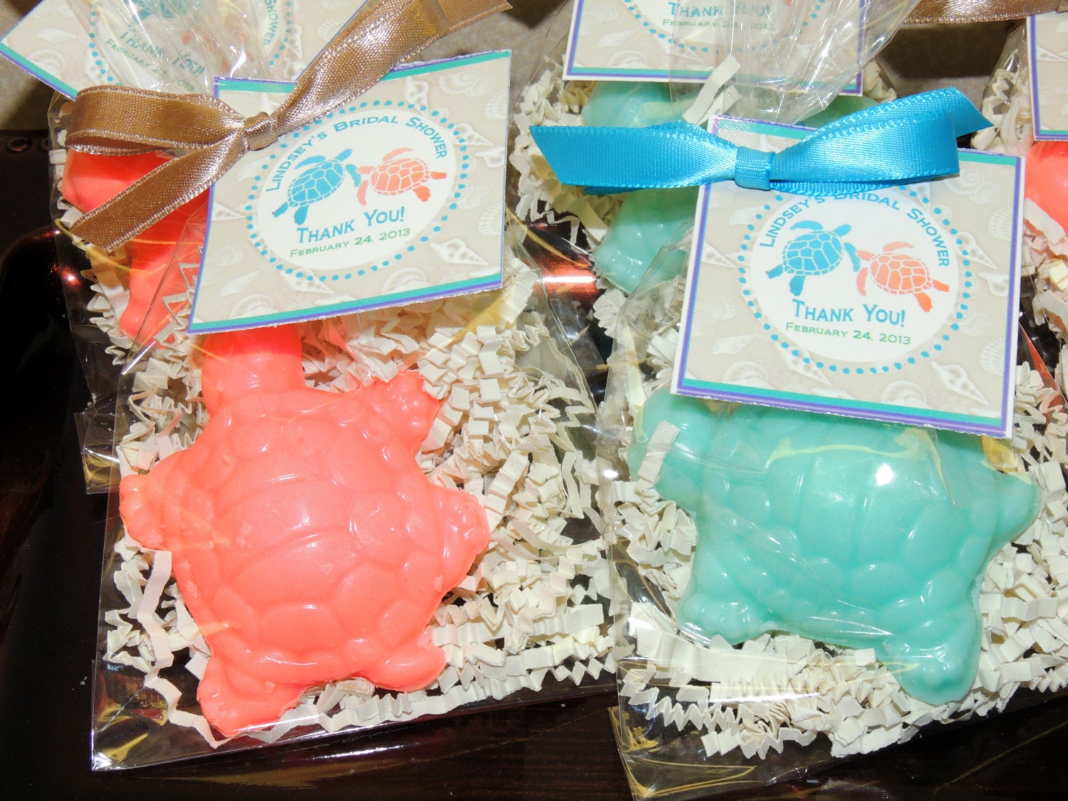 Set of 10 Turtle Soap Favors Party Favors  Bridal Shower Baby Shower Wedding Custom Party Favors Includes Customized Tags