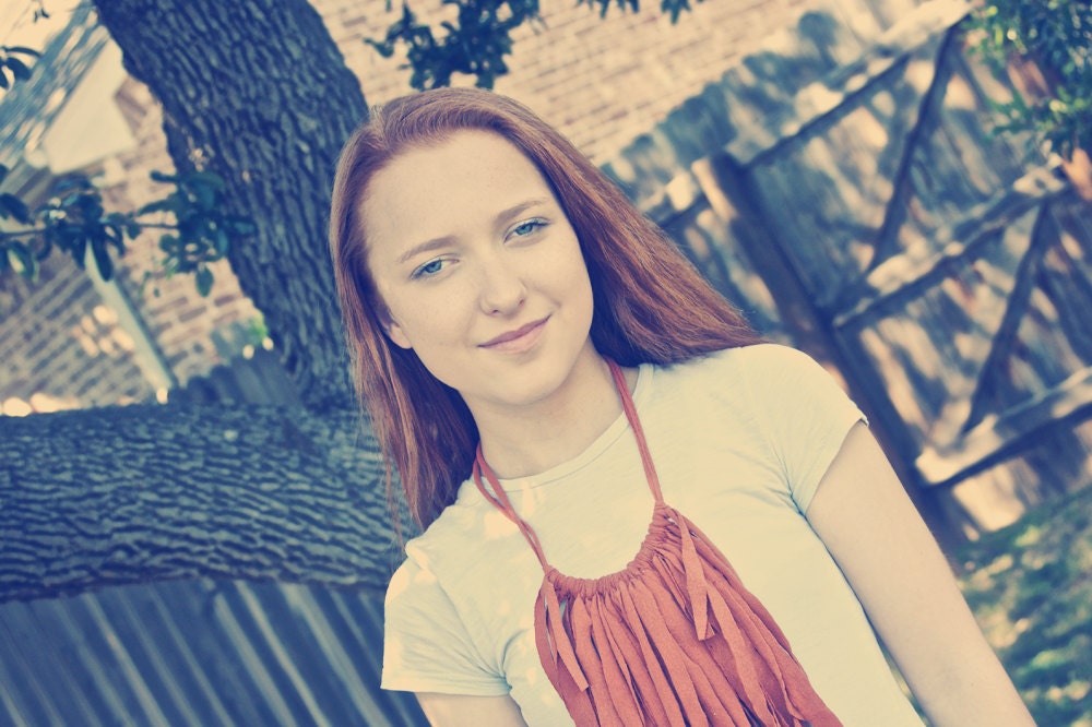 Orange Jersey Fringe Necklace