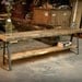 Salvaged Wood and Recycled Iron A-frame Benches