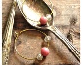 Pink Beaded Hoop Earrings, Shabby Granny Chic, Repurposed Vintage Beads, Dangle Earrings, Eco Friendly Jewelry