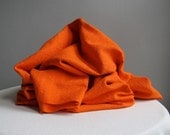 Vintage Textured Cotton Fabric 2 Yards Bright Orange Thin Barkcloth Yardage 1960s