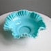 Turquoise Silver Crest Blue Milk Glass Bowl by Fenton, 1950s