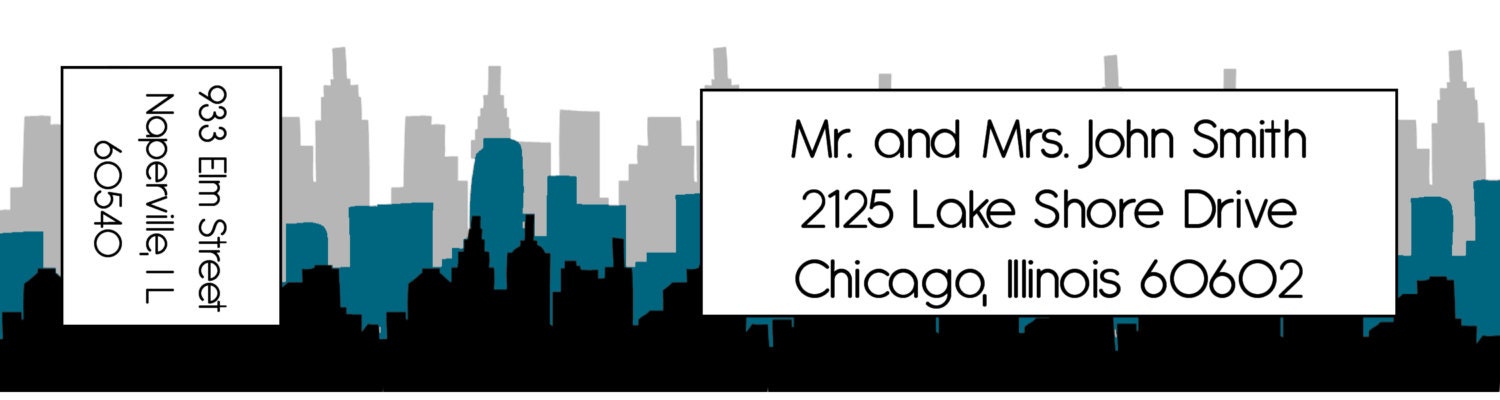 Envelope Label Wrap with Guest Names - Cityscape