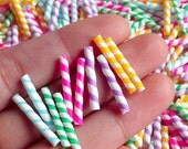 Fake Rainbow Candy Stick / Colorful Straw (10 pcs) Faux Candy Cupcake Topping Miniature Sweets Deco Decoden Earrings Making FCAB020