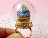 Glass Globe Bottle (24mm) with Gold Plated Lace Adjustable Ring (1 Set) Miniature Glass Dome Glass Bubble Filigree Ring F046