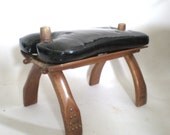 Vintage Camel Stool / Patent Leather