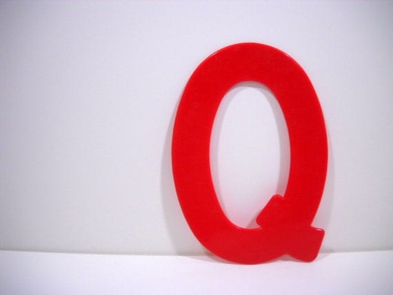 Vintage Marquee Letter Sign Red Q Industrial Typography