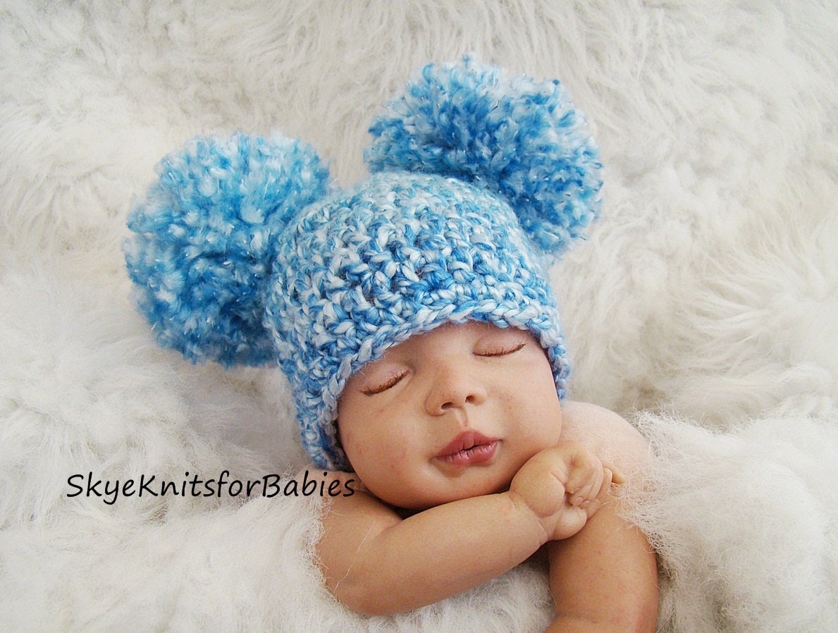 Crocheted Baby Pom Pom Beanie, Choose Any Color, Beautiful Photography Prop