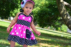 Minnie Mouse Custom Boutique Sweetheart Dress Hot Pink, Zebra And Yellow 12M to 6Y