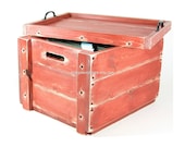 Wooden Crate Table Rustic Wood Filing Box Reversible Serving Tray Lid Office File Organizer Monogramming Available