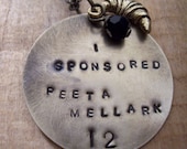 The Hunger Games necklace - I sponsored Peeta mellark  /  hand stamped