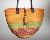 Ethnic Sisal Shoulder Bag Fun Fashion Find In Bright Summery Tones - Makes A Great Tote & Carry-All