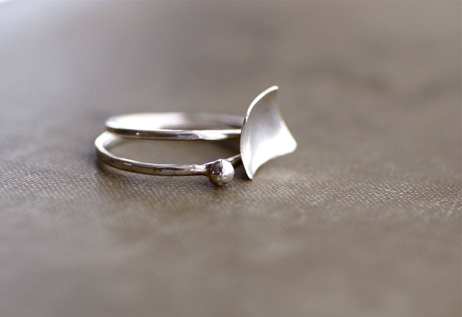 Set of Two Stacking Rings - Geometric - Sterling Silver