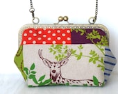 Colorful patchwork deer  print ,shoulder bag,purse,hand bag,clutch