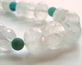 Graduated Crystal Quartz & Turquoise Druzy Necklace, Summer, Chunky, Bridal