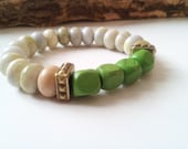 Neon geometric bracelet- gemstone stretch bracelet-spring jewelry
