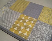 Modern Americanna Baby Quilt "AMBER BABY" Gray & Yellow Patchwork Quilt And Baby Headband, Photography Prop, All Natural Cotton Quilt