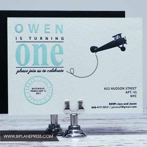 Letterpress 1st Birthday Invitations - The Baron
