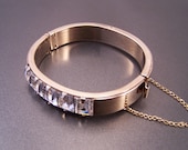 Simple Shine Rhinestone Hinged  Bangle  Bracelet