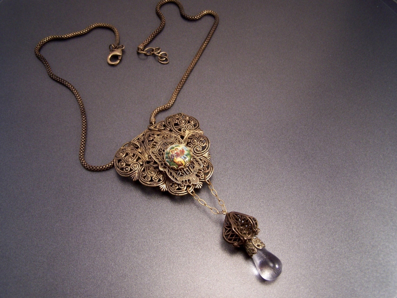 Edwardian Up Cycle Fragonard Pendant Art Glass