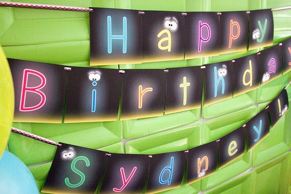 GLOW in the DARK Banner - DIY Printable Happy Birthday Banner Il_570xn