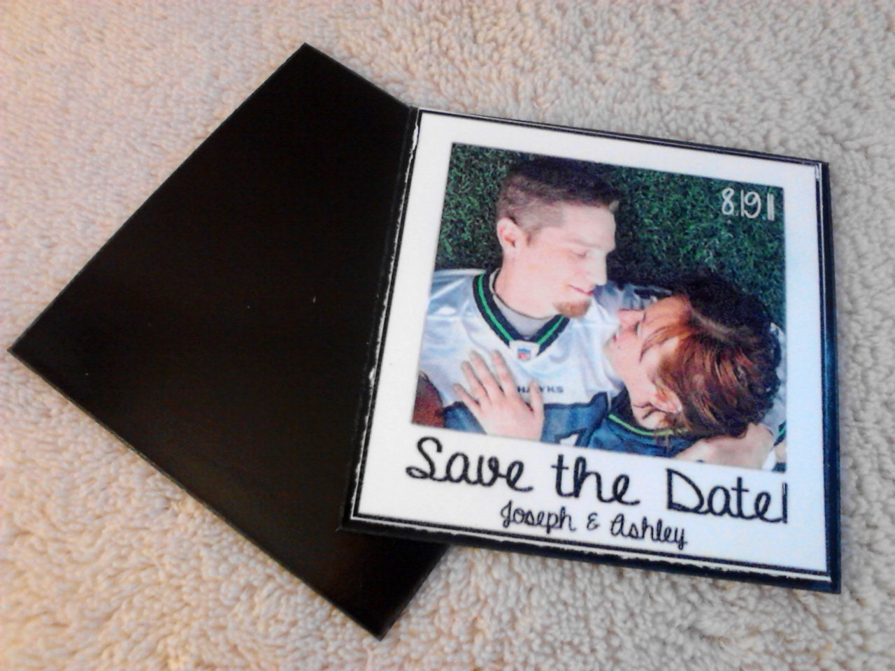 Save the Date Polaroid Magnet Square with your Photo