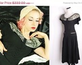 Art Deco 1930s Little Black Cocktail Dress / Cocktail Dress / Vintage Dress / 1930s Dress / Vintage Lace / 1429