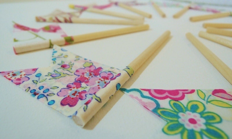 Cupcake flags - Liberty of London in pinks - Pack of 12 pretty fabric cake flags READY TO SHIP Il_170x135
