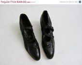 1900s 1910s Edwardian Shoes Vintage Black Mary Jane Button Shoes Size 5.5 6