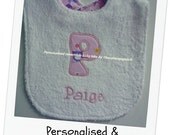 Handmade personalised baby bib adjustable reversible Owls