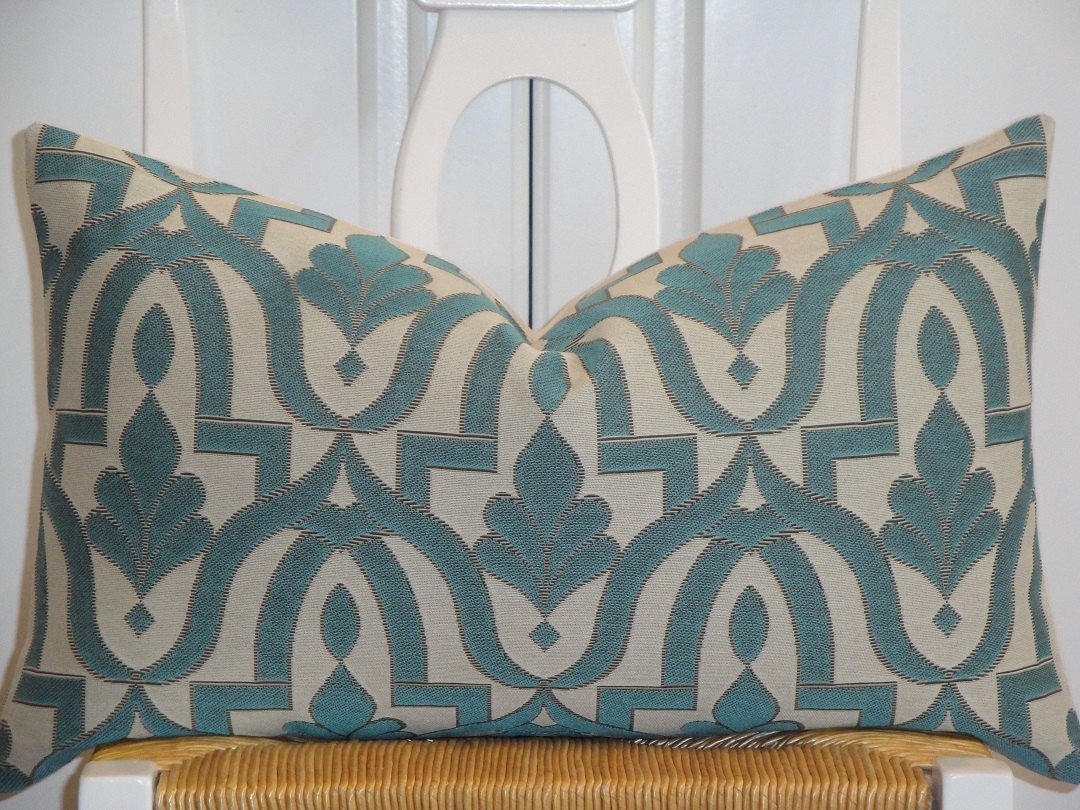 Decorative Pillow Cover - 12 x 20 -  Accent Pillow - Throw Pillow - Blue - Brown