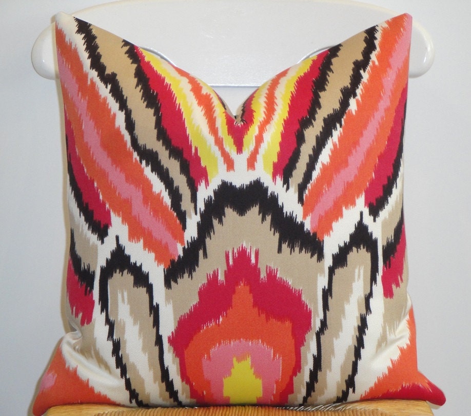 Trina Turk for Schumacher - Fits 18 x 18 - Decorative Pillow Cover - Indoor/Outdoor - Peacock Print in Punch
