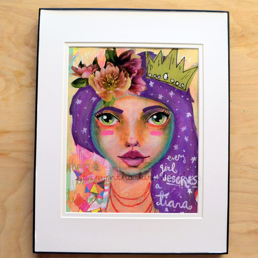 Every Girl Deserves a Tiara Mixed Media Painting PRINT