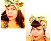 Vintage Inspired Head Scarf, Lions and Tigers, Floral print